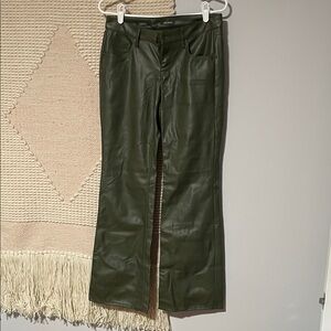 Green Faux Leather Pants